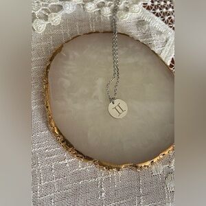 GEMINI Coin Necklace | Dainty SILVER Zodiac Pendant Chain‎